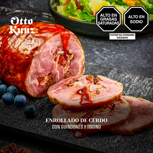 Enrollado de Cerdo con Guindones y Tocino